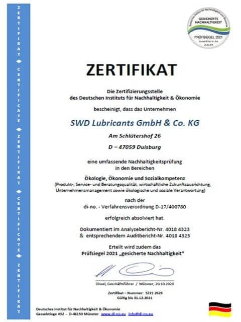ISO — swd rheinol сертификаты-Қазақстанда B2B-жеткізу үшін майлардың сапасын растау