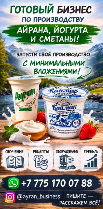 Готовый бизнес под ключ: производство йогурта, сметаны и турецкого айрана! - 2212 - фото 1