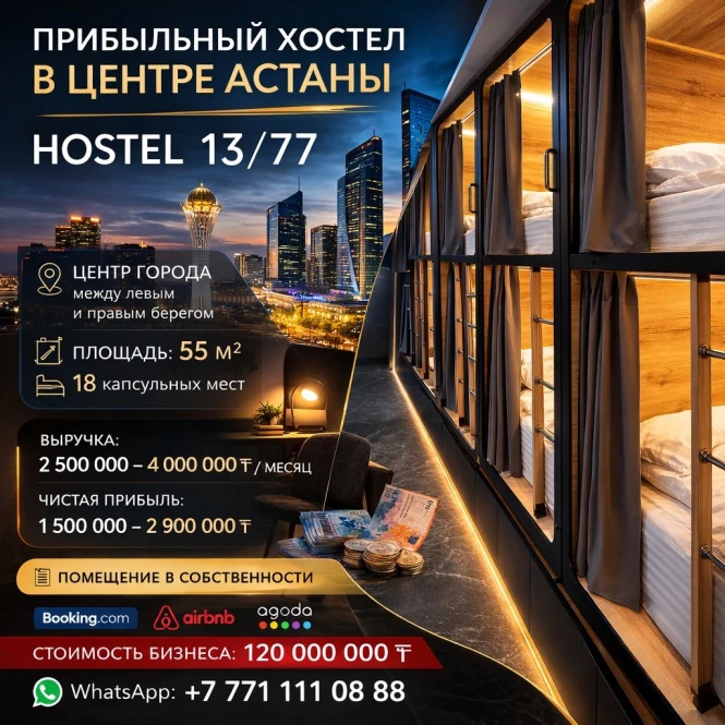 Profitable hostel in the center of Astana | HOSTEL 13/77 - 2243 - photo 1
