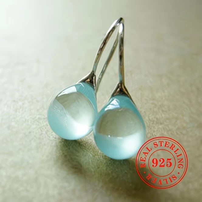 Серьги-подвески из серебра 925 с аквамарином — на заказ в Алматы - 2556 - фото 5