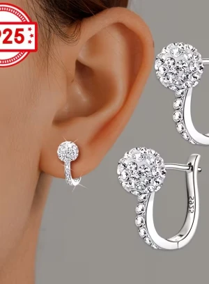 Серебряные серьги 925 пробы с сияющим цирконом — на заказ в Алматы
